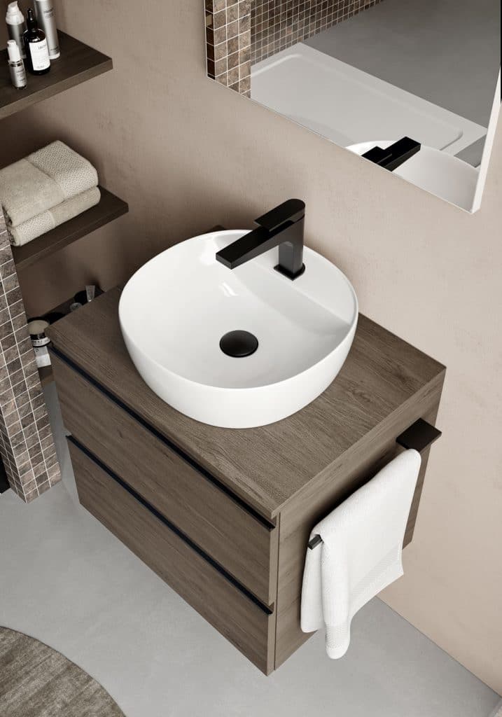 lavabo in appoggio con mobile