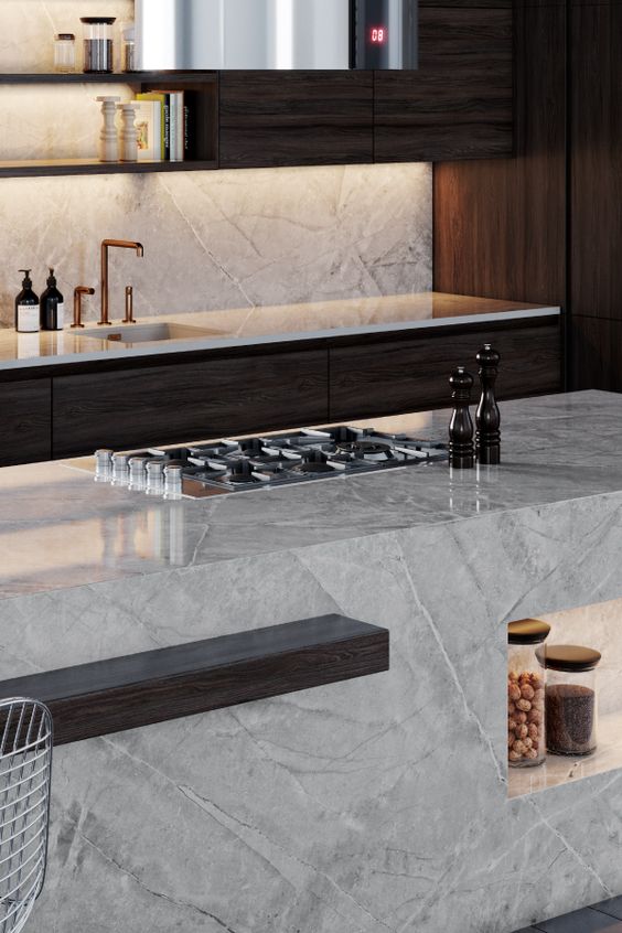 top cucina in Dekton effetto marmo