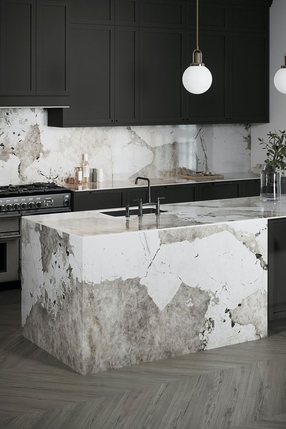 cucina con piano in Dekton